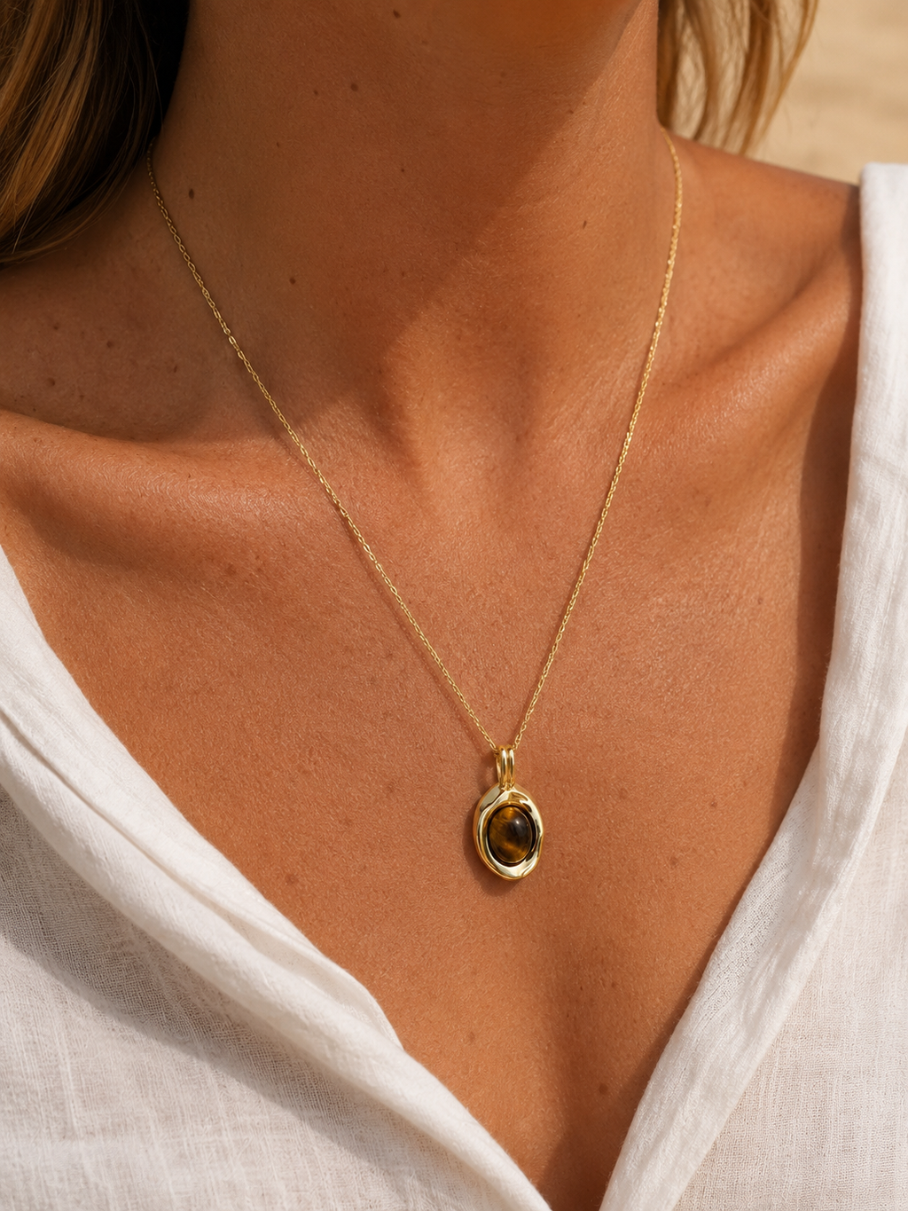 Tiger Eye Pendant Necklace
