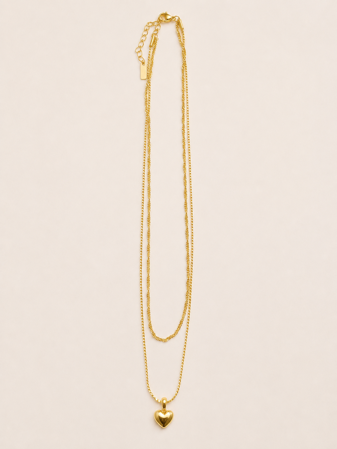 MULAVEI Gold Heart Pendant Necklace in PVD gold-plated stainless steel 